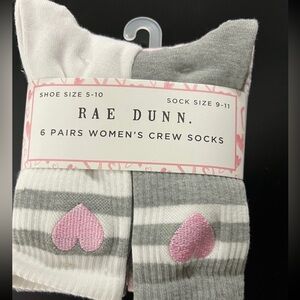 Rae Dunn Women’s Hearts and Stripes Socks 6 pairs